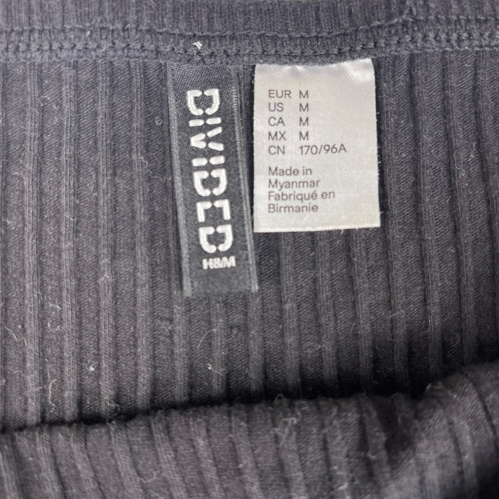 H&M Divided Top Women M Black Ribbed Off Shoulder Long Sleeve Crop Top - Picture 4 of 8